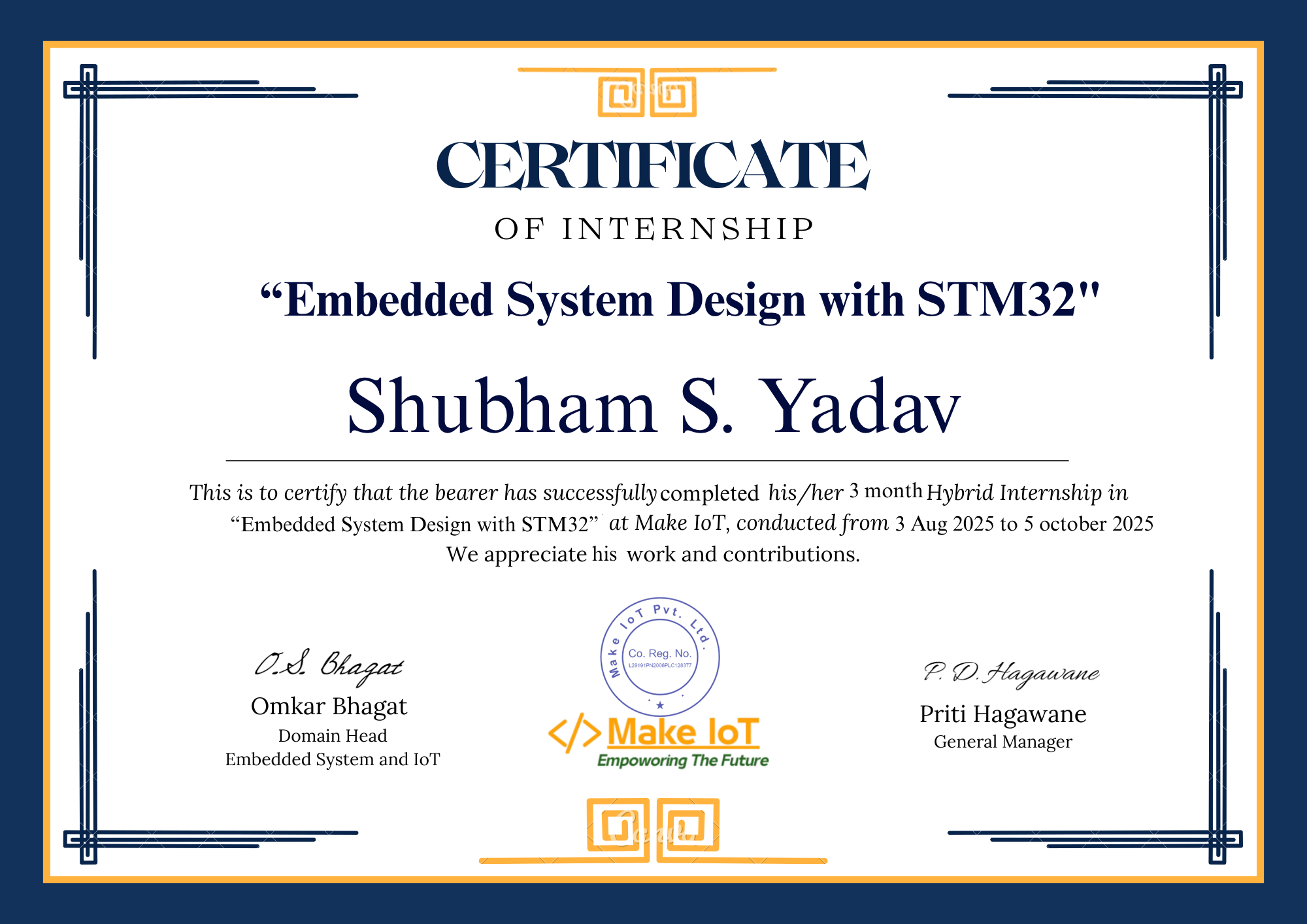 Make IoT Internship Certificate