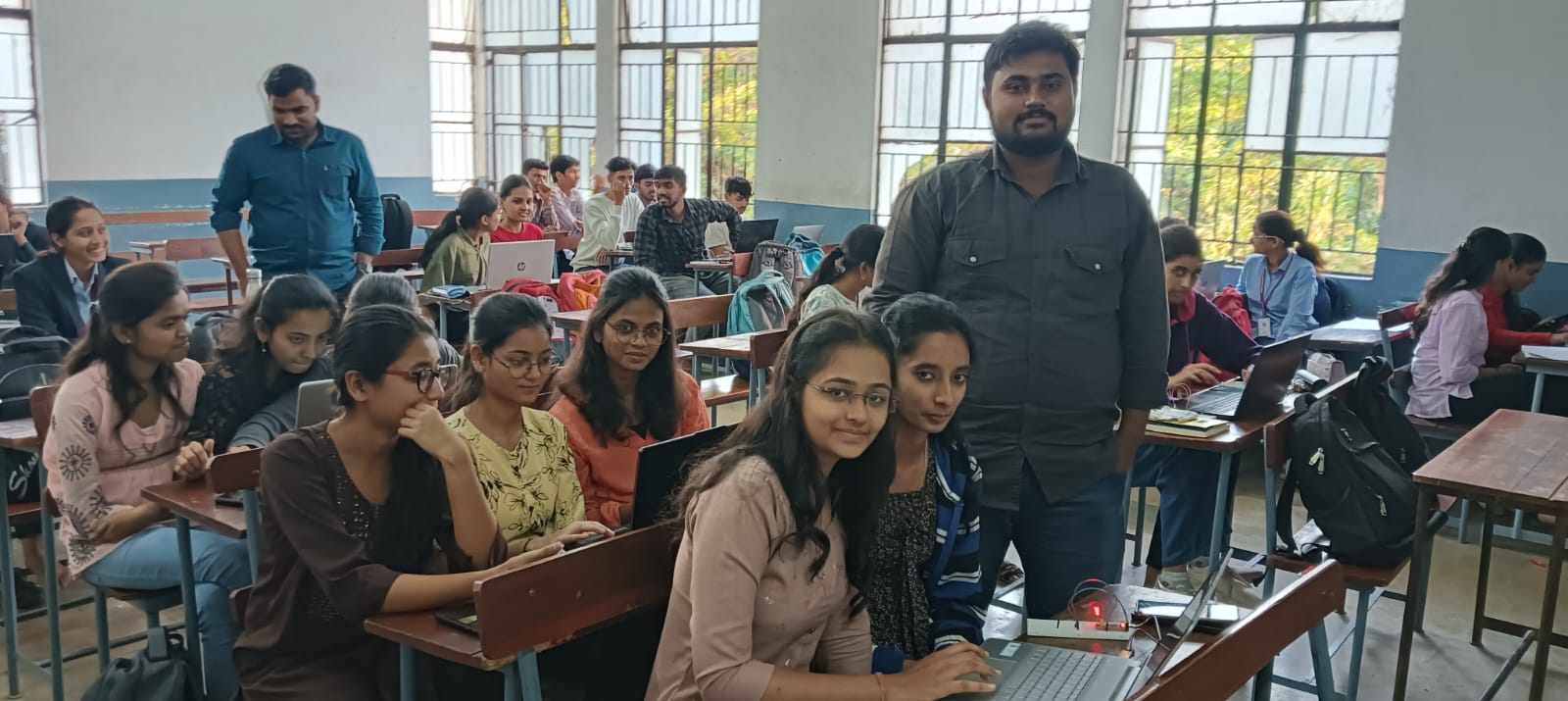 Students attending an ARM Cortex-M4 and STM32 embedded systems workshop at Vidya Pratishthan's Kamalnayan Bajaj Institute of Engineering & Technology